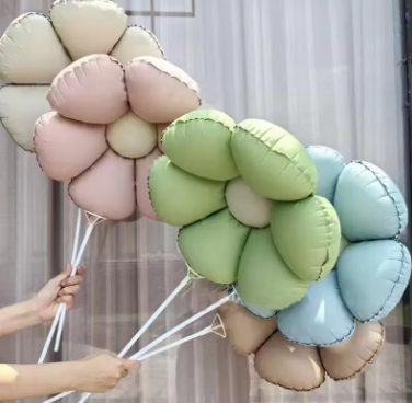 Retro Matte Frosted Daisy Flower Aluminum Film Balloons Wedding Happy Birthday Party Decor Kids Balloon