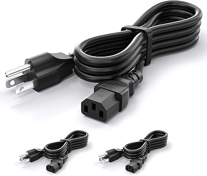 (3 Pack) Varbmt 3 Prong Monitor Power Cord, 4FT 10A 125V Computer Power Cable Made for HP, Acer, Dell, Samsung, Toshiba, LG, Sharp, Sony, AOC, BenQ, Asus, ViewSonic, Compaq PC Power Cable