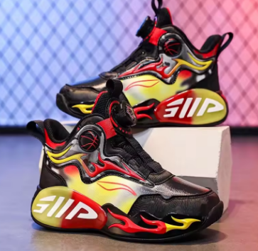 Kids Leather Basketball Shoes for Boys Non-Slip EVA Sole Sports Sneakers Children's Training Shoes for Boys Lightweight Durable