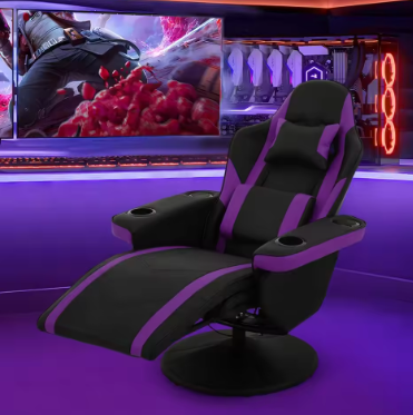 Massage Gaming Chair, Ergonomic with Dual Speaker Lumbar Support, Footrest, Headrest and Built-in Cupholders, Video Game Chairs