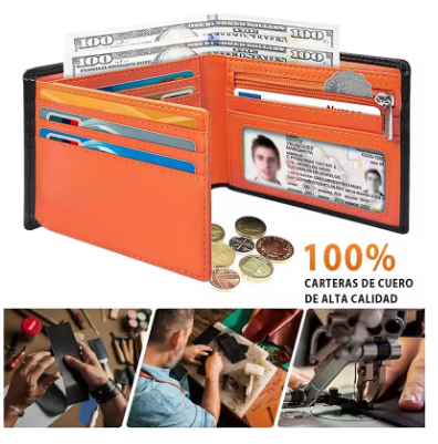 Minimalist Men Wallet with Zipper Coin Pocket RFID Credit Card Holder